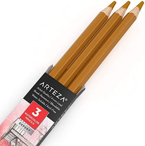 ARTEZA Professional Watercolour Pencils, Pack of 3, A154 Koala Gray, Water-Soluble Pencils for Colouring, Blending, Layering & Watercolour Techniques