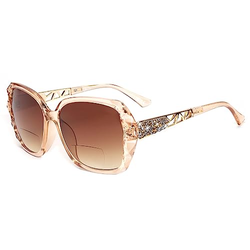 Jm Bifocal Reading Sunglasses, Oversized Sun Reader Glasses For Women Uv Protection Outdoor Brown +2.0 #TOP9