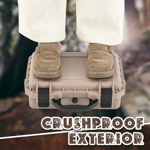 Image of Relaxweex 1 Pcs Waterproof Hard Case with DIY Customizable Foam Insert Portable Protective Case with Knife for Camera Drones Equipments Tools Test Instruments(Tan,16.3 x 12.4 x 6.5 Inch)