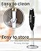 Elementi Milk Frother Wand & Drink Mixer with Stand - Powerful Coffee Frother Handheld Coffee Mixer Wand - Hand Held Milk Foamer to Make Perfect Cappuccinos, Lattes & Drink Mixes at Home (Black)