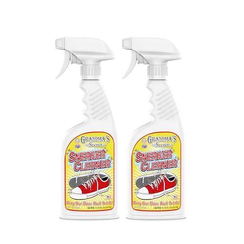 Image of Grandma's Secret Sneaker Cleaner for Rubber, Canvas, Leather - Stain Remover Spray Removes Dirt, Grime, Grass - Shoes Cleaner for Outdoor Slippers, Moccasins - 16 oz, 2 Pack