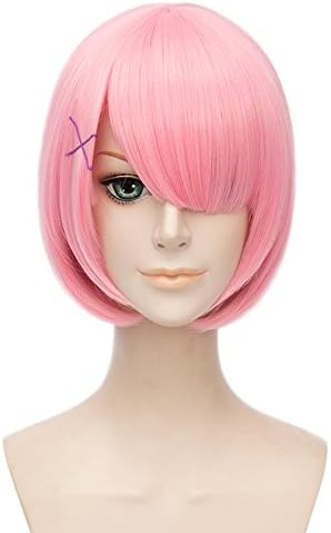 Amazon Netgo レム ラム風 コスプレウィッグ ボブショート ストレート ロリータ メイド アニメカツラ Ram ピンク 耐熱 仮装 コスチューム小物 コスプレ 仮装 通販