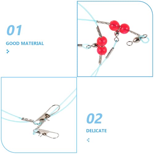 12 Cuerdas de Nylon para Pesca con Ganchos y Terminales de Acero Inoxidable miniatura 3