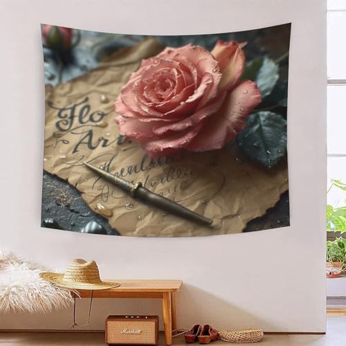 Tapisserie murale effet 3D fleur rose pour creer un cocon romantique de chambre