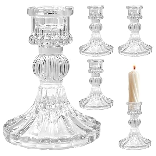 4 portavelas de cristal, barra acanalada transparente, estilo Ins y portavelas de lujo para decoración del hogar, bodas y regalos, 7,8 x 7,8 x 10,3 cm | Ya disponible en tu tienda friki favorita! En mundofriki.es!