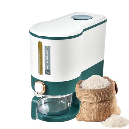 COMFOLIVING Distributore di Riso,Contenitori per Secchio di Riso per Dispenser da Cucina | Secchio Dispenser per Scatola di Riso di Cereali da 5 kg/10 kg con misurino per Cucina, controsoffitto,
