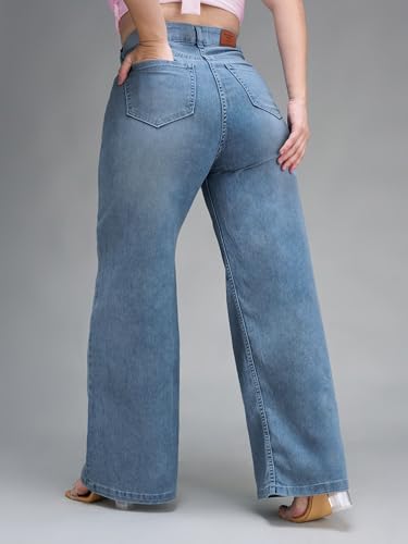 Image of Miss Chase A+ Women's Wide-Leg High Rise Regular-Length Stretchable Denim Jeans