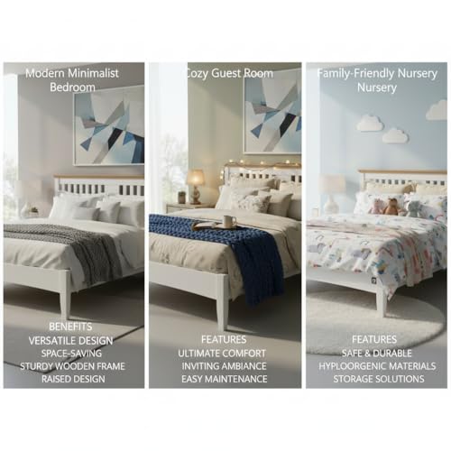 Image of APRODZ Solid Wood Without Storage King Size Parma Bed for Bedroom Stylish | White & Brown Finish