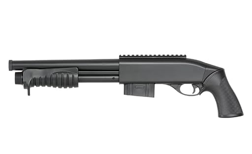 Escopeta de Airsoft de Muelle M401 con Hop up Ajustable, Marca Double Eagle, de ABS con Cargador de 18 Bolas de Capacidad, Potencia 330 fps o 1 Julio, compacta, 540 mm y 735 g, Calibre 6 mm | Ya disponible en tu tienda friki favorita! En mundofriki.es!
