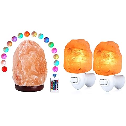 pursalt USB Himalayan Salt Lamp Night Light with Remote Control Bundled Salt Lamp Night Light 2 Pack Set Cover