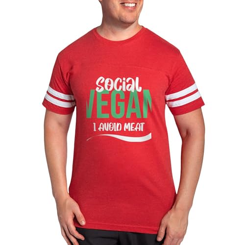 CafePress Social Vegan I Avoid Meat Veganism Vegetar T Shirt Men's Football T-Shirt Red