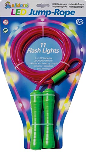 alldoro 63020 - Cuerda de saltar con 11 luces LED para niños a partir de 6 años y adultos, color rosa Cover