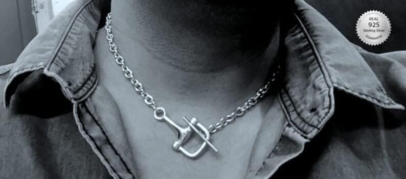 Horse Snaffle Bit Shape Necklace In Solid 925 Sterling Silver, Good Luck Necklace, Necklace Solid, Horse Jewelry Necklace With Chain