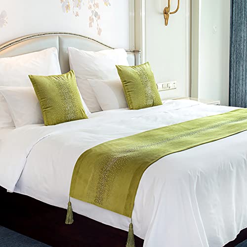 Vvlight Bed End Towel Solid Bed Runner High-Grade Velvet Bedding Scarf Protection No Fading Bed Scarf Bedspread Protection For Hotel Wedding Room (Green,45X240Cm For 200Cm Bed) #TOP3