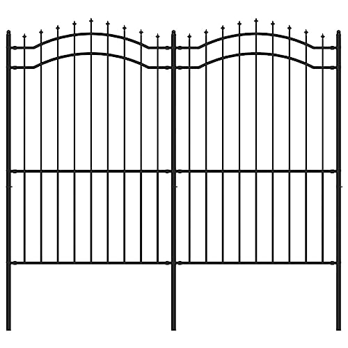 vidaXL Valla de Jardín Panel de Valla Borde al Aire Libre Cercado para Huertos Valla Decorativa con Punta de Lanza Acero Recubierto Negro 222cm