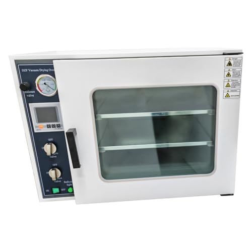 EQCOTWEA 0.9 Cu Ft Vacuum Drying Oven 10~250℃ Lab Drying and Heating Oven with 304 Stainless Steel 2 Layers for Industrial, Laboratory 110V 600W