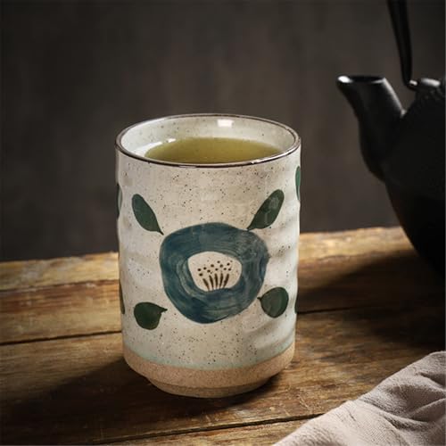 Taza de café resistente que mantiene el calor, hecha de gres retro para hogar y cafetería 7
