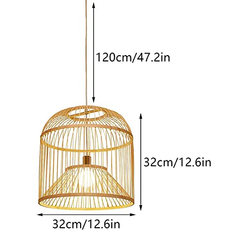 Lustre restaurant café déco suspension cage à oiseaux en bambou E27 - 7