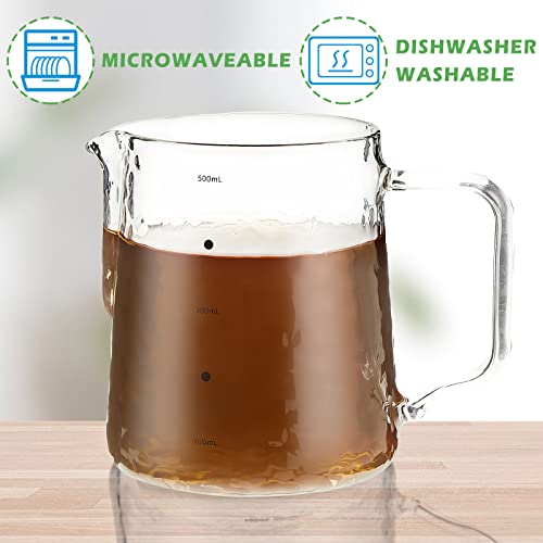 image for Leinuosen 2 Pcs 550ML Small Glass Pitcher Elegant Shaped Glass Creamer