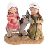 HEALSOPTHY Resin Jesus Geburt Statue Heilige Familie Flucht nach Ägypten Katholische Weihnachtsfigur für Tischdeko Religiöse Christliche Skulptur als Spirituelles Wohnaccessoire