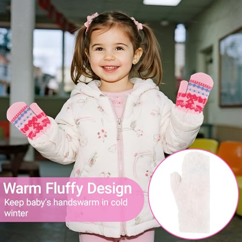 Warm Fleece Lined Winter Mittens for Toddlers 3-7 Years, Boys Girls Soft Knit Snow Gloves3