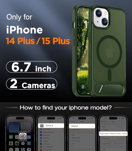 Image of Magnetic Compatible with iPhone 15 Plus Case & iPhone 14 Plus Case, [Built-in Invisible Kickstand][Compatible with MagSafe][Military Grade Shockproof] Slim Translucent Matte Phone Case 6.7 inch