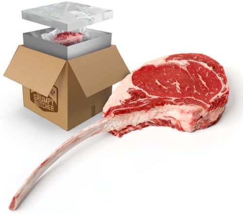 Grumpy Butcher Australian Wagyu Beef Monster Tomahawk Steak (48-60 oz, Pack of 1) | Imported Pure-blood, Professional Cut Fresh Meat | Bone-In Tomahawk Steaks