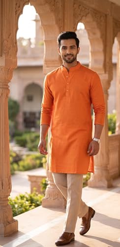 Image of Men's Traditional Ethnic Kurta Long Solid Casual