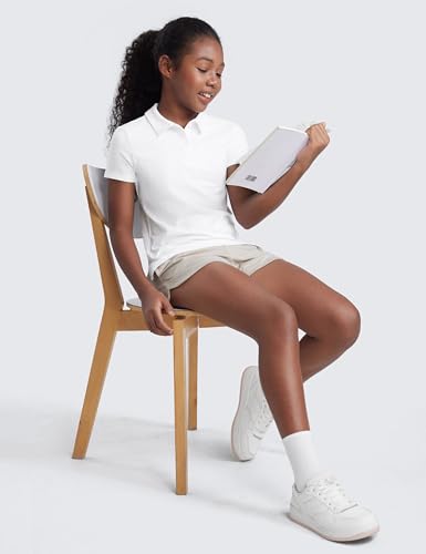 CRZ YOGA Girls Cloud Jersey Short Sleeve Polo Shirts School Uniform Golf Tennis Casual Lounge Athletic Collar Soft4