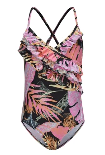 Image of Girls One Piece Swimsuits Hawaiian Ruffle Swimwear Beach Bathing Suit for Summer Vacation