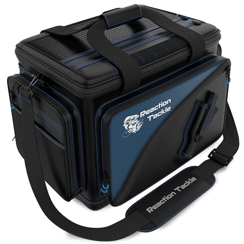 Image of Reaction Tackle Saltwater Fishing Tackle Bags, Water Resistant 1000D PVC Tackle Box Bag with Removable Dividers, Fits 3600 and 3700 Trays, Medium