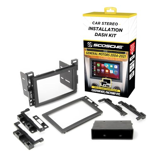 Scosche GM2500B Double DIN or Single DIN with Pocket Radio Installation Dash Kit Compatible with Select 2004-2021 GM Vehicles - Car Stereo Install Kit - See Fit Guide in Images to Verify Your Vehicle