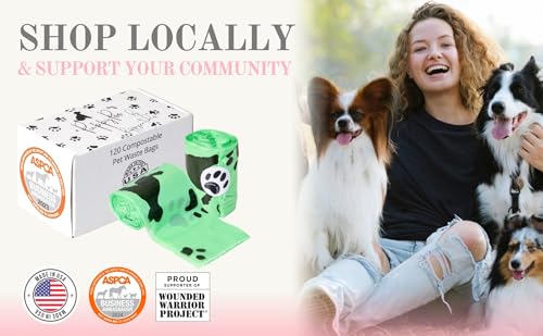 Image of PUPPYSENTIALS 120-Count Dog Waste Bags, Eco-Friendly Biodegradable Puppy Poo Bags - Made in the USA, Leak-Proof, Odor Blocking, Extra Thick Dog Waste Bags, Compostable Poop Bags, Green