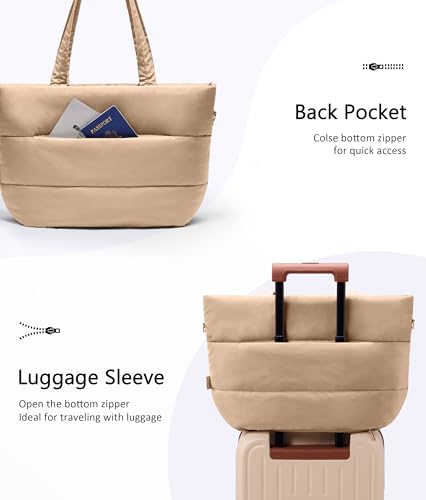 Image of Puffer Tote Bag for Women, Lightweight Puffy Tote with Compartments, Shoulder Bag Crossbody Bags for Women Travel, Work, Gym