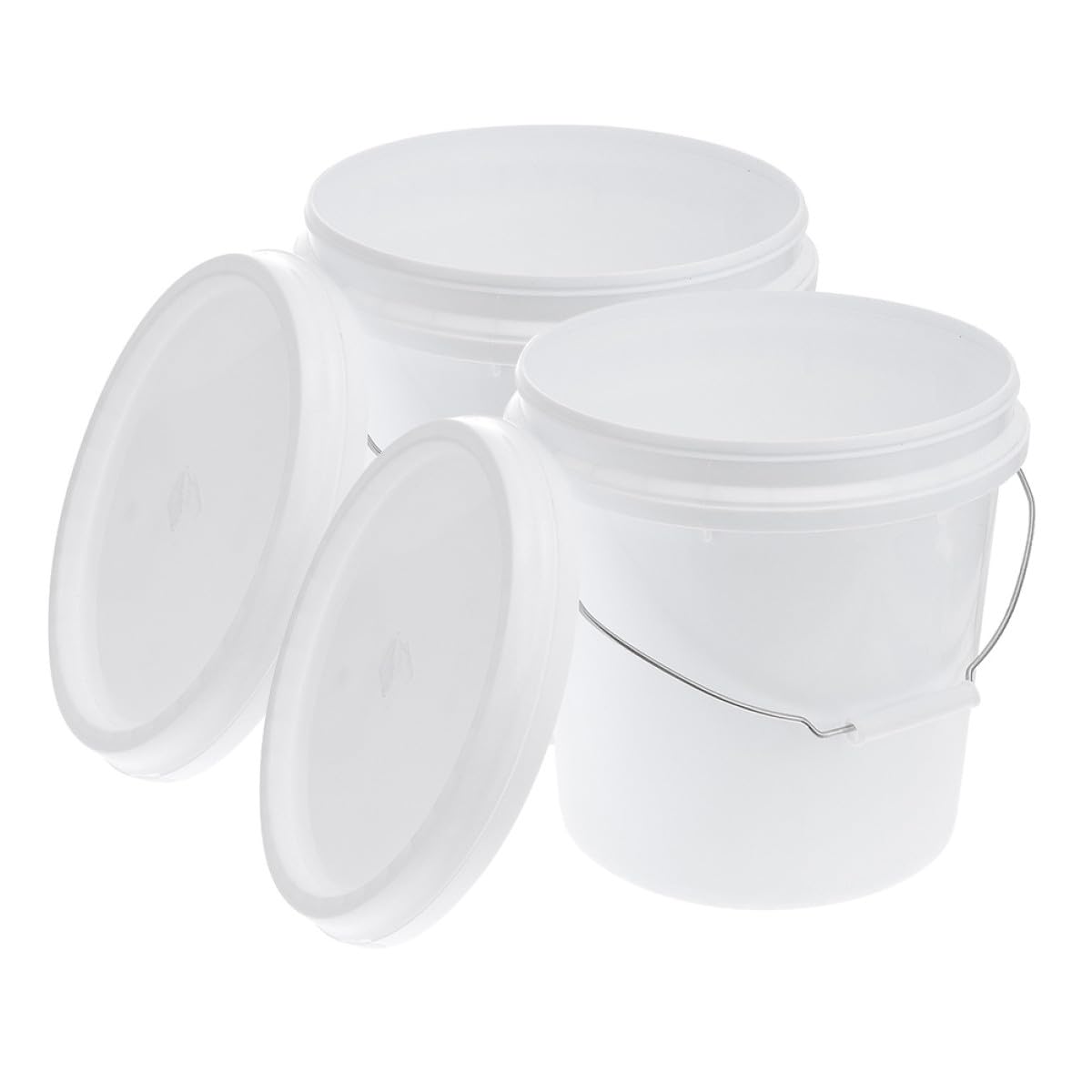 Cubo de Plástico Reutilizable 5l con Tapa Hermética, Pack 2 Unidades, Cubo para Pintura y Almacenamiento, Resistente Boca Ancha para Vertido Fácil, Uso Profesional y Bricolaje
