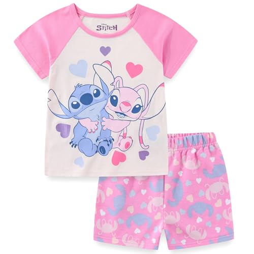 Disney Lilo & Stitch Girls Short Sleeve T-Shirt and French Terry Shorts Set for Big Kids