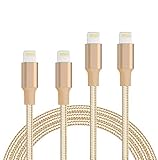 iPhone Cables - Quntis iPhone USB Cable 4Pack 3FT 3FT 6FT 6FT Nylon Braided Fast Charging Lightning to USB Cable for iPhone Xs Max XR 8 Plus 7 Plus 6S Plus SE 5S 5 iPad iPod Nano 7 and More - Gold