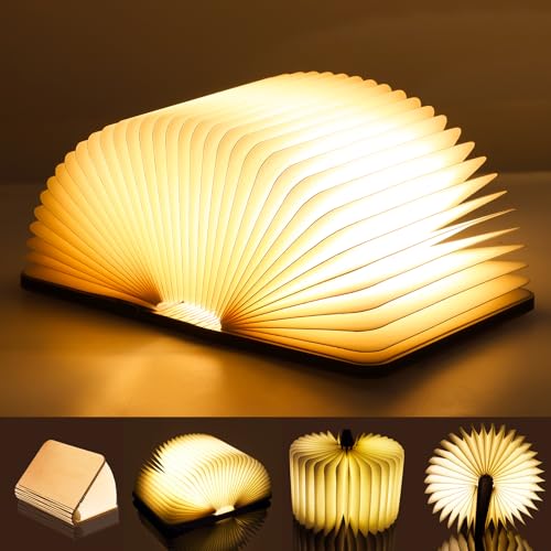 Luthando LED Buchlampe, Buch Licht Faltbare Buchlampe, LED Stimmungsbeleuchtung USB Aufladbare Nachttischlampe für Kinder Freundin Geschenk Home Decor
