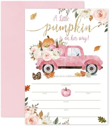Amazon.com : Whaline 25 Sets Fall Baby Shower Invitations with ...