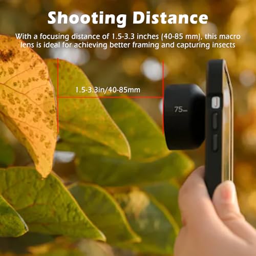 【2025 Upgraded】 75mm Macro Lens for iPhone, Pixel, Samsung Galaxy, OnePlus, Huawei, and Other Phones, Phone Camera Lens Macro Lens Attachment for iPhone, Universal Clip Included