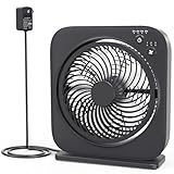 MORECORE AMACOOL Table Fan, 12 inch Box Fan with 3 Adjustable Speeds & 8HRS Timer, 270° Pivoting Quiet Air Circulator, Desktop Fan for Bedroom Bathroom Kitchen Office, AC Adapter Included-Black