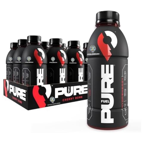 Pure Fuel Healthy Energy Drinks Cherry Bomb - Official Chicago Sky Energy Drinks - Plant Based - 180mg Natural Caffeine - 12pk x 16.9 fl oz Cover