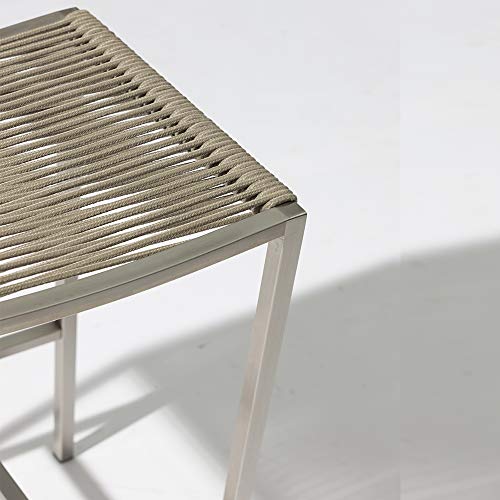 Whiteline Modern Outdoor Living Bs1597-Nbac Stone Barstools, Rope Seat And Stain-Steel Legs, Set Of 4, Taupe #TOP7