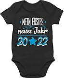 Shirtracer Silvester Baby - Mein erstes neues Jahr 2022 blau - 18/24 Monate - Schwarz - My First New Year Baby - BZ10 - Baby Body Kurzarm für Jungen und Mädchen