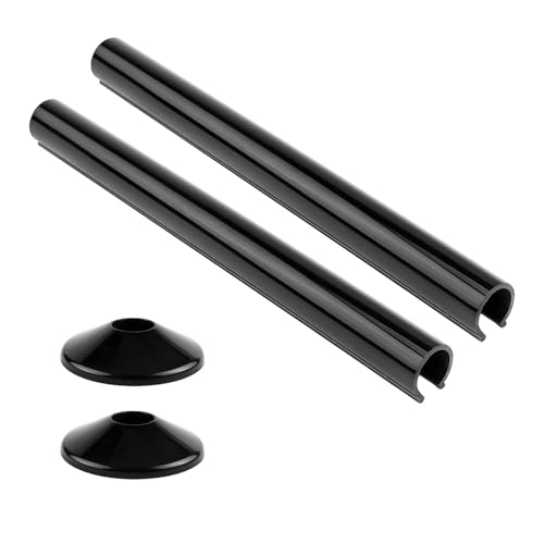 2 Pack Radiator Pipe Covers Black Plastic Sleeve Covers and Collars 15mm × 200mm Radiator Pipes Clip Central Heating Clip Easy to Install and Remove Pipe Protection for Home Finishing