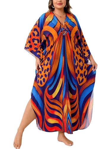 Image of Kaftan Dress for Women - Plus Size Caftan Maxi Beach Dress Moo Moos Loungewear, Swimsuit Cover Up for Beach, Pool or Vacation