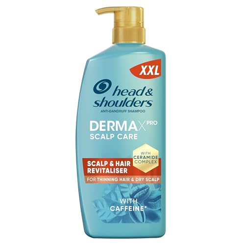 Head & Shoulders DermaXPro Revitaliser Anti-Schuppen Shampoo 800ml mit Koffein und Ceramid-Komplex. Befeuchtet trockene Kopfhaut und dünner werdendes Haar und hilft, die Hautbarriere zu stärken