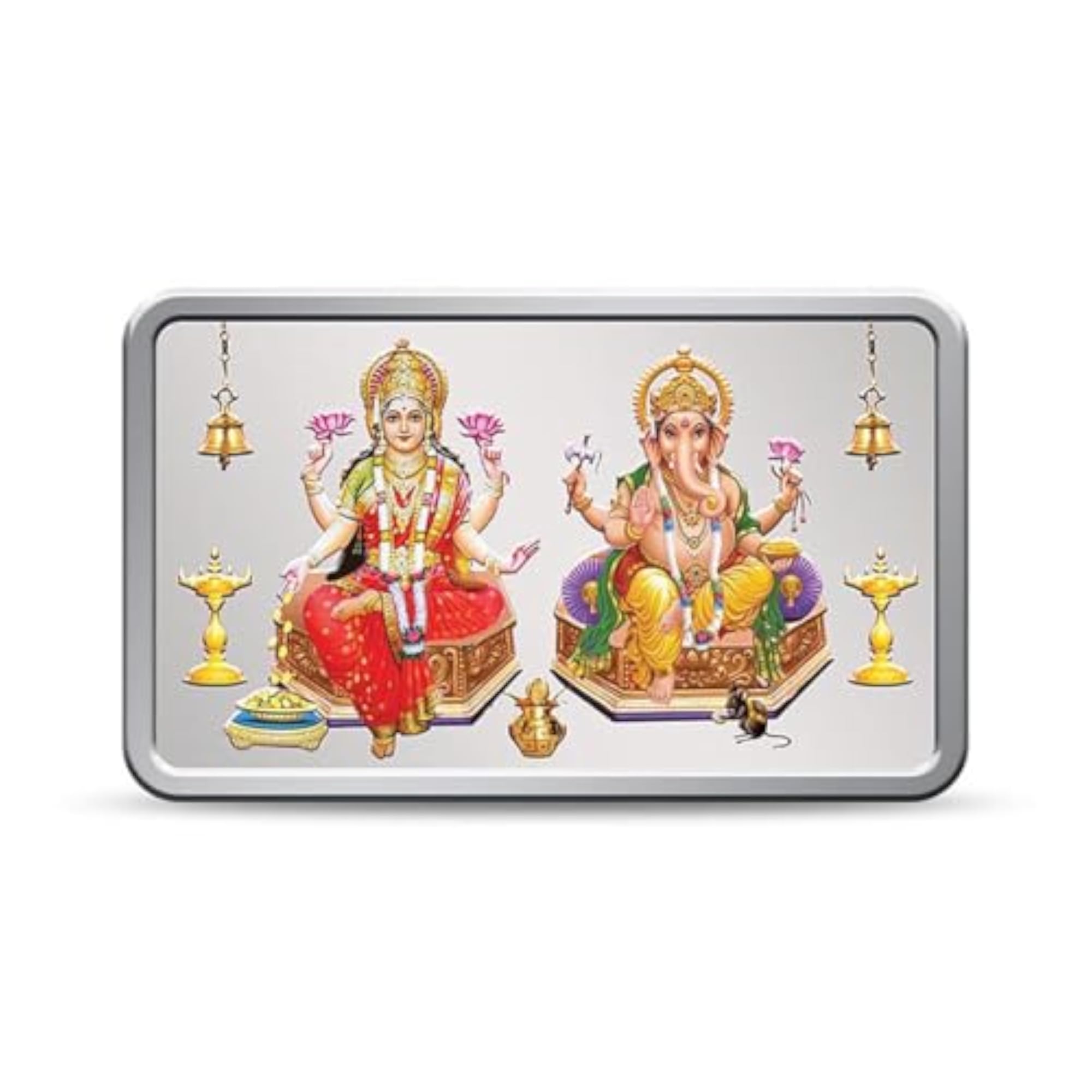 Lakshmi Ganesh Silver Colour Bar for Auspicious Occasions