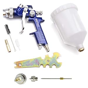IPOTOOLS HVLP H-827P Professionele verfspuitpistool met 600 ml plastic beker en roestvrijstalen mondstuk van 1,3 mm + sproeikop van 2,0 mm
