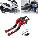MAORANG For PCX160 150 125 2025 フロントおよびリアディスクブレーキ、パーキング機能付き改造ブレーキホーン、プルロッド、PCX160 150 125 2021-2025 オートバイアクセサリー (レッドブラックレッド) [並行輸入品]